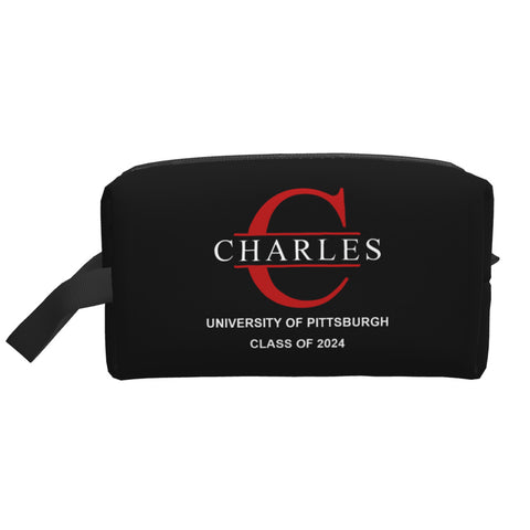 Custom Men's Travel Toiletry Bag with Personalized Initials and Text