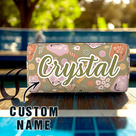 Custom Name Pickleball Bag with Retro Floral Design