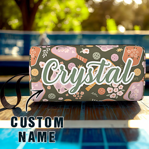 Custom Name Pickleball Bag with Retro Floral Design
