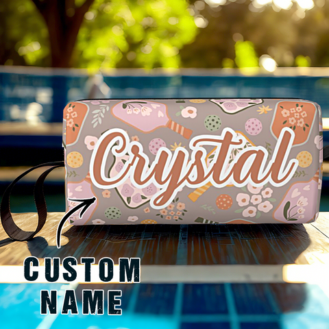Custom Name Pickleball Bag with Retro Floral Design