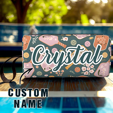 Custom Name Pickleball Bag with Retro Floral Design