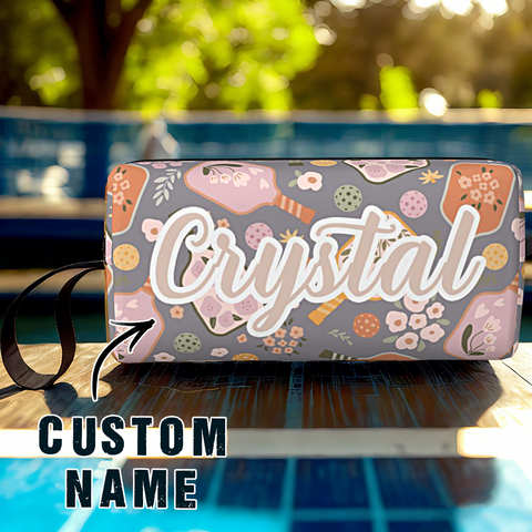 Custom Name Pickleball Bag with Retro Floral Design