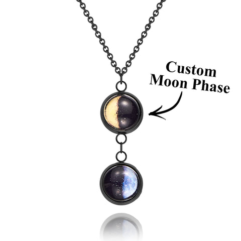 Elegant Custom Double Moon Phase Necklace