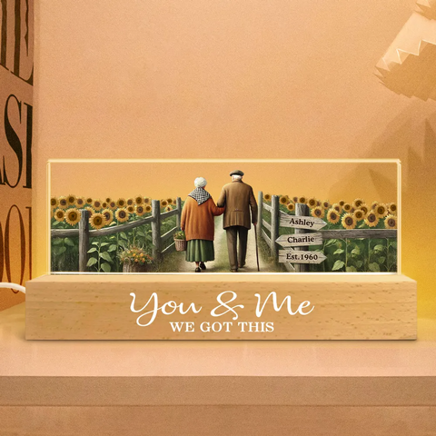 Old Couple Growing Old Together Custom Acrylic Block LED Night Light