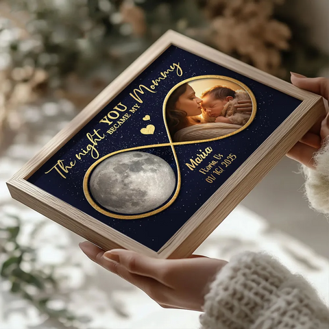  The Night You Became My Mommy Custom Moon Phase Baby Photo Poster/Canvas/Framed Poster