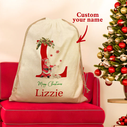 Custom Santa Sack with Name Large Personalized Christmas Gift Bag