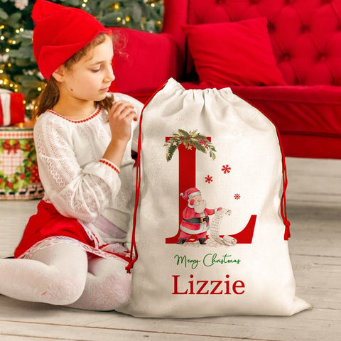 Custom Santa Sack with Name Large Personalized Christmas Gift Bag