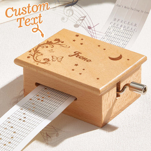 Custom Text Hand-Cranked Paper Strip Music Box – 15-Note Movement with 2 Pre-Printed 15-Second Melodies