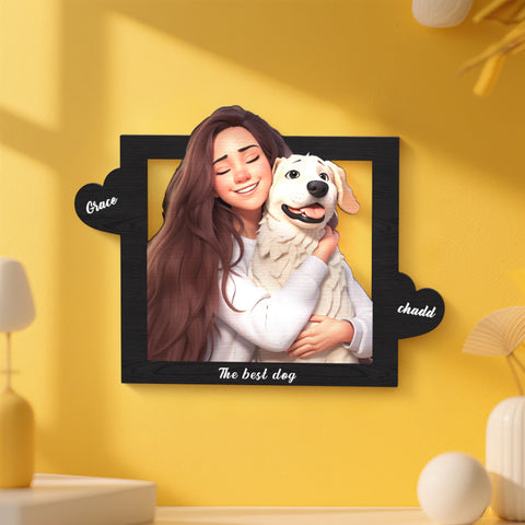 Personalized Cartoon Style Heart-Shaped Name Photo Frame