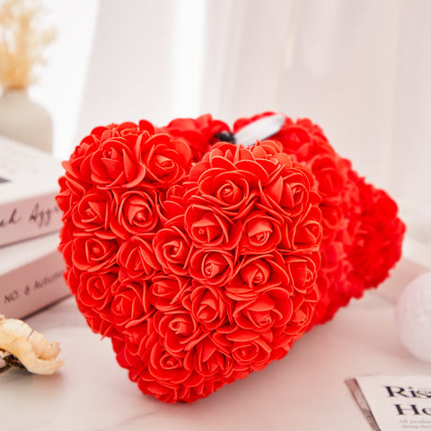 Custom Rose Teddy Bear Gift for Couples with Love Photo and Eternal Roses