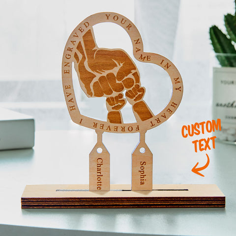 “Forever in My Heart” Custom Family Punch Sign Wooden Plaque with Engraved Names