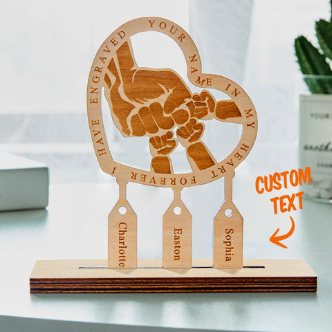 “Forever in My Heart” Custom Family Punch Sign Wooden Plaque with Engraved Names