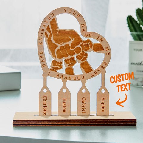 “Forever in My Heart” Custom Family Punch Sign Wooden Plaque with Engraved Names