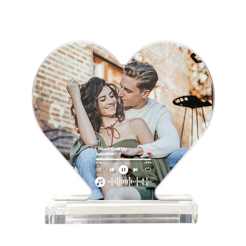 Melody of Us Custom Photo and Spotify Code Heart-Shaped Acrylic Plaque