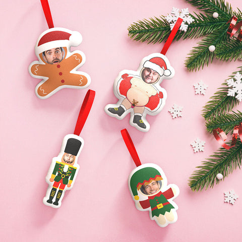 Custom Face Christmas Plush Ornament Funny Santa & Gingerbread Hanger