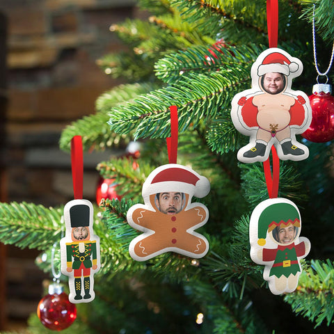 Custom Face Christmas Plush Ornament Funny Santa & Gingerbread Hanger