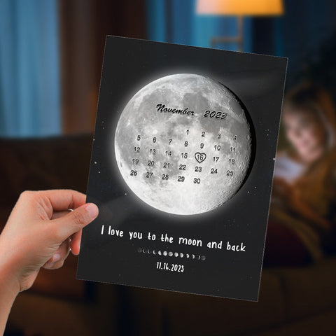 Love You to the Moon Custom Moon Phase Couple Photo & Date Plaque