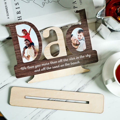 "We Love You, Dad" Custom Photo & Text Wooden Plaque
