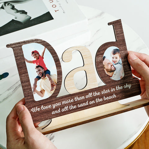 "We Love You, Dad" Custom Photo & Text Wooden Plaque