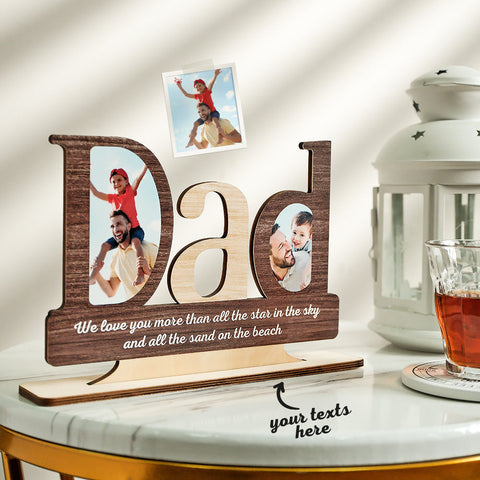 "We Love You, Dad" Custom Photo & Text Wooden Plaque