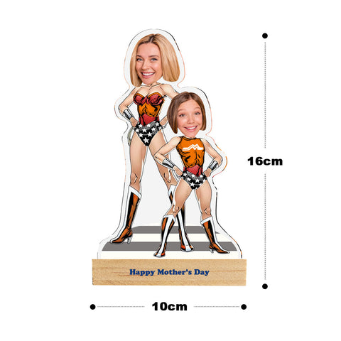 Super Mom & Daughter MiniMe Custom Face Stand Funny Desk Decor