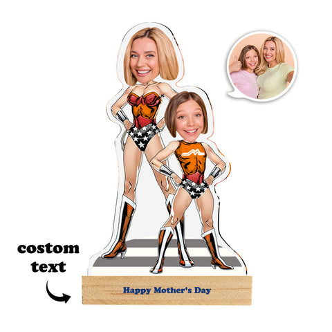 Super Mom & Daughter MiniMe Custom Face Stand Funny Desk Decor