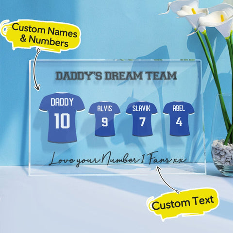 Daddy's Dream Team Personalized Children Names Acrylic Plaque