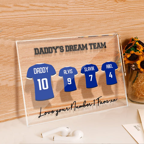 Daddy's Dream Team Personalized Children Names Acrylic Plaque