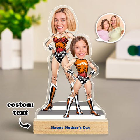 Super Mom & Daughter MiniMe Custom Face Stand Funny Desk Decor