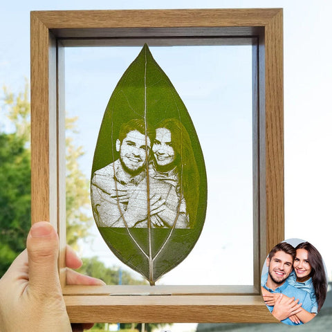Personalized Leaf Carving Bookmark with Photo Nature-Inspired Gift
