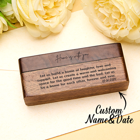Custom Wood Ring Box with Engraved Vows Perfect Wedding Proposal Gift