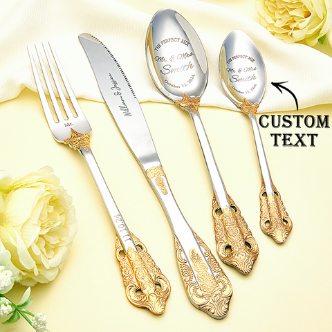 Personalized Wedding Forks Custom Engraved Tableware Gift Set