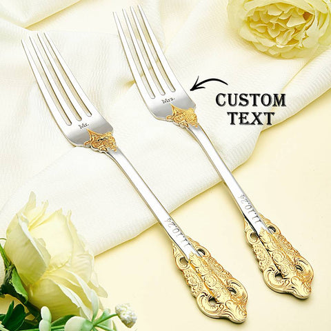 Personalized Wedding Forks Custom Engraved Tableware Gift Set
