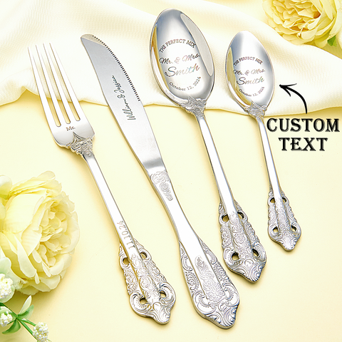 Personalized Wedding Forks Custom Engraved Tableware Gift Set