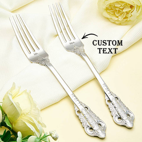 Personalized Wedding Forks Custom Engraved Tableware Gift Set