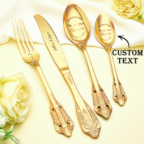 Personalized Wedding Forks Custom Engraved Tableware Gift Set