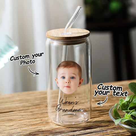 Grandma’s Treasured Glass Tumbler with Custom Baby Photo and Name