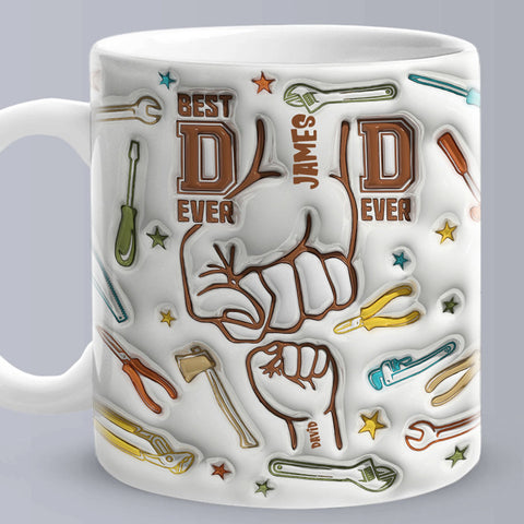 Custom Best Dad Ever 3D Fist Bump Mug with Kids' Names