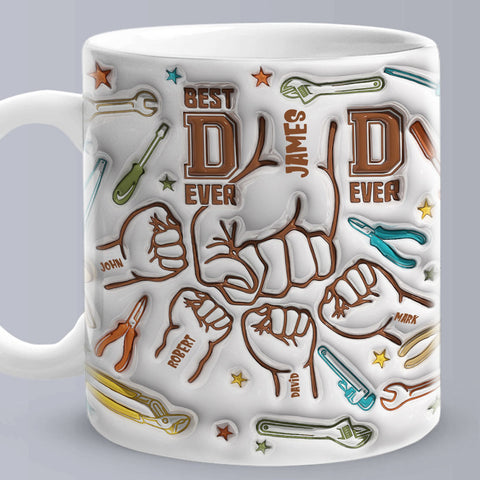 Custom Best Dad Ever 3D Fist Bump Mug with Kids' Names