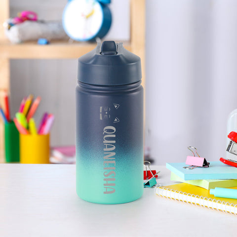 Gradient Color 12oz Water Bottle with Custom Name for Kids