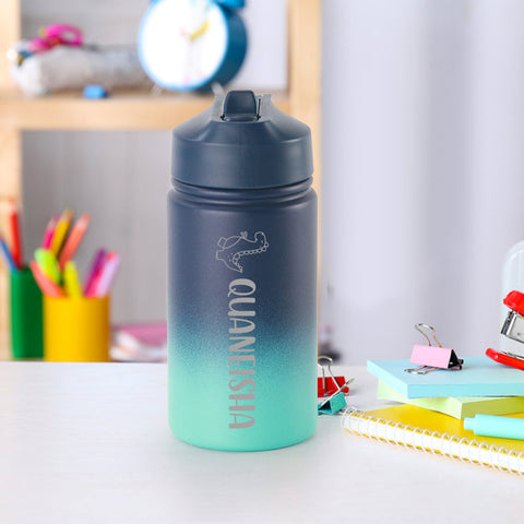Gradient Color 12oz Water Bottle with Custom Name for Kids
