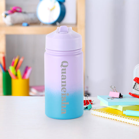 Gradient Color 12oz Water Bottle with Custom Name for Kids