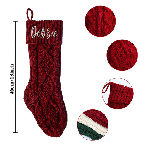 Personalized Knit Christmas Stocking with Name