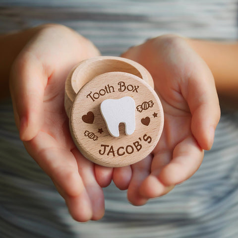 Personalized Wooden Tooth Fairy Box with Kid’s Name