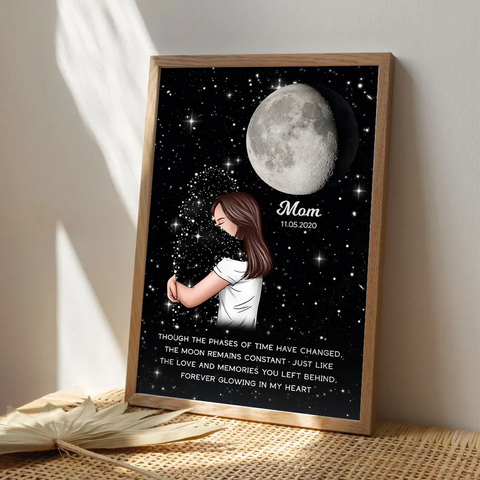 Lost Loved One Hugging Custom  Moon Phase Canvas/Framed Poster/Poster