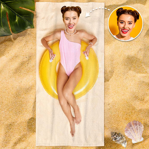 Funny Custom Face Photo Beach Towel with Dream Body for Summer Fun