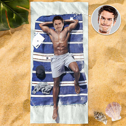 Funny Custom Face Photo Beach Towel with Dream Body for Summer Fun