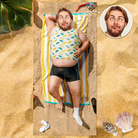 Funny Custom Face Photo Beach Towel with Dream Body for Summer Fun