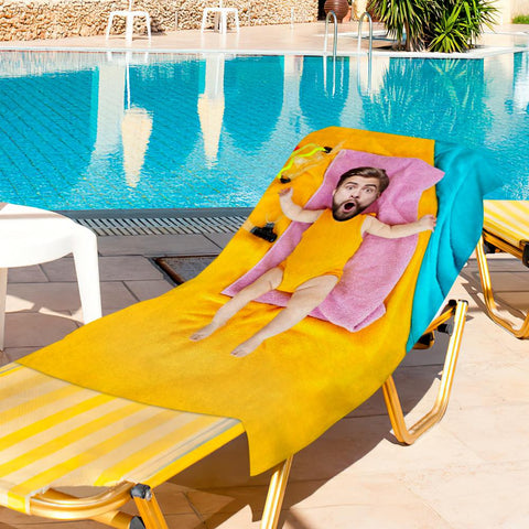Funny Custom Face Photo Beach Towel with Dream Body for Summer Fun