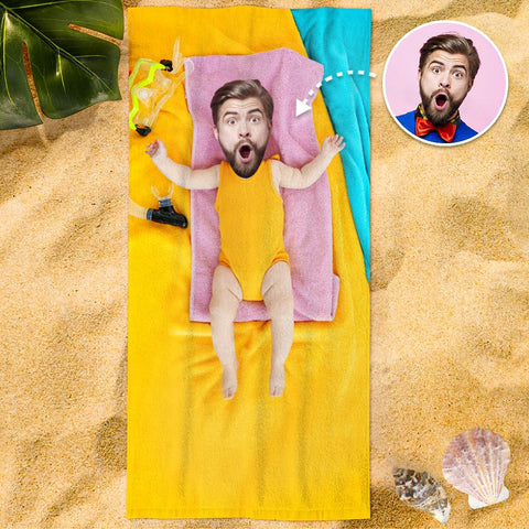 Funny Custom Face Photo Beach Towel with Dream Body for Summer Fun